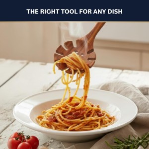 Home Hero Wooden Utensil Set 11 Pcs – Natural Teak Wooden Kitchen Utensils Set with Sturdy, Easy-to-Clean Wooden Spoons for Cooking – Non-Scratch Teak Cooking Utensils (11 pcs)