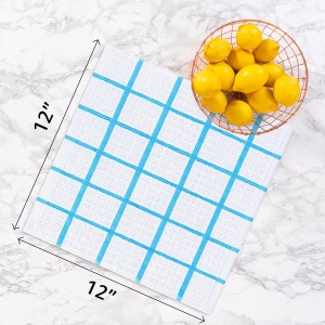 DecorRack 10 Pack Kitchen Towels, 12x12 inch Absorbent Dish Cloths, 100% Cotton Hand Towels, Waffle Weave Kitchen Dish Towels, Plaid Pattern Cleaning Rags, Turquoise (Pack of 10)