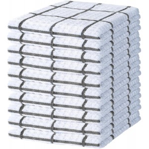DecorRack 10 Pack Kitchen Towels, 12x12 inch Absorbent Dish Cloths, 100% Cotton Hand Towels, Waffle Weave Kitchen Dish Towels, Plaid Pattern Cleaning Rags, Turquoise (Pack of 10)