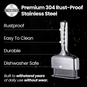 Meat Tenderizer Tool, Stainless Steel Blade Tenderizer for Meat – Extra Long Handle, Rustproof One-Piece Meat Tenderizer Mallet & Hammer, Steak Cooking Accessories, No Assembly Needed, 5-Year Warranty