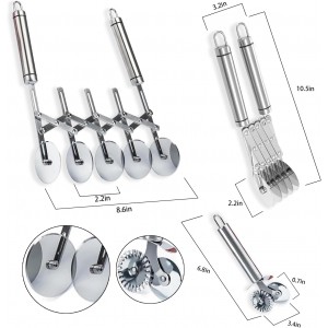 5-Wheel Pastry Cutter, 2-Piece Multifunctional Pasta Cutter Wheel with Handle for Baking, Pizza Cutting, Cookie Dividing, Multifunctional Pasta Cutter