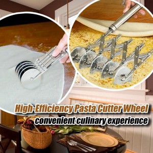 5-Wheel Pastry Cutter, 2-Piece Multifunctional Pasta Cutter Wheel with Handle for Baking, Pizza Cutting, Cookie Dividing, Multifunctional Pasta Cutter