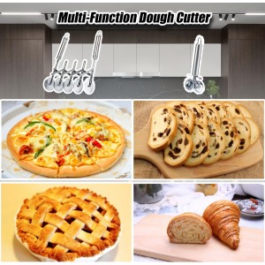 5-Wheel Pastry Cutter, 2-Piece Multifunctional Pasta Cutter Wheel with Handle for Baking, Pizza Cutting, Cookie Dividing, Multifunctional Pasta Cutter