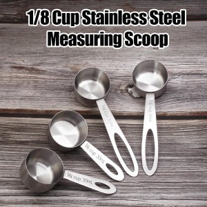 Luomorgo 4 Pcs Stainless Steel Measuring Scoops - 1/8 Cup (30ml) Long/Short Handle Scoop for Coffee, Tea, Baking, Kitchen