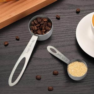 Luomorgo 4 Pcs Stainless Steel Measuring Scoops - 1/8 Cup (30ml) Long/Short Handle Scoop for Coffee, Tea, Baking, Kitchen