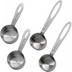 Luomorgo 4 Pcs Stainless Steel Measuring Scoops - 1/8 Cup (30ml) Long/Short Handle Scoop for Coffee, Tea, Baking, Kitchen
