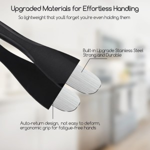 SOLEADER 11 Inch Silicone Tongs for Cooking Heat Resistant, Lightweight Non-Scratch Stainless Steel, Kitchen & BBQ Tools with Silicone Tips for Flipping Fish, Steak, Toast & Bread (2-Pack)