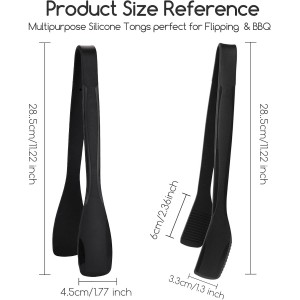 SOLEADER 11 Inch Silicone Tongs for Cooking Heat Resistant, Lightweight Non-Scratch Stainless Steel, Kitchen & BBQ Tools with Silicone Tips for Flipping Fish, Steak, Toast & Bread (2-Pack)