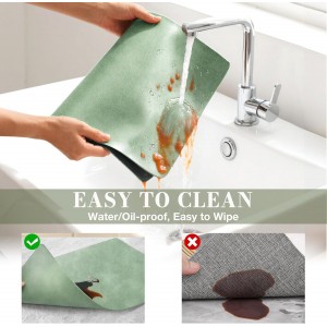 Roxifina Faux Leather Placemats Set of 6 - Vinyl Placemats Wipeable Waterproof Oil-Proof PU Place Mats Heat Resistant Reversible Table Mats for Dining, Kitchen, Outdoor, 12 x 17 Inch (Green)