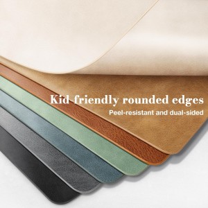 Roxifina Faux Leather Placemats Set of 6 - Vinyl Placemats Wipeable Waterproof Oil-Proof PU Place Mats Heat Resistant Reversible Table Mats for Dining, Kitchen, Outdoor, 12 x 17 Inch (Green)