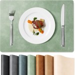 Roxifina Faux Leather Placemats Set of 6 - Vinyl Placemats Wipeable Waterproof Oil-Proof PU Place Mats Heat Resistant Reversible Table Mats for Dining, Kitchen, Outdoor, 12 x 17 Inch (Green)