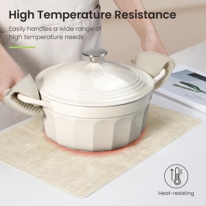 Placemats Set of 6, Faux Leather Heat Resistant Wipeable Placemats, Dual Sided Waterproof Washable Table Mats with Coaster, Suitable for Kitchen, Dining, Table Decor (6, Black Beige)