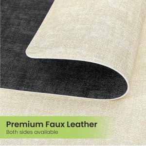 Placemats Set of 6, Faux Leather Heat Resistant Wipeable Placemats, Dual Sided Waterproof Washable Table Mats with Coaster, Suitable for Kitchen, Dining, Table Decor (6, Black Beige)