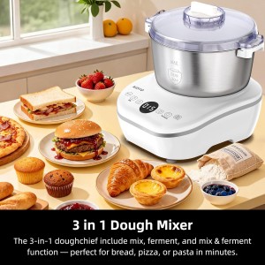 AIZIYO DoughChief, 5.3QT Dough Maker, Dough Mixer with Ferment Function, 304 Stainless Steel Bowl, Removeable lid, Face-up Touch Panel, Electric Dough Proofing Box for Pizza, Bread, Pasta & Mochi