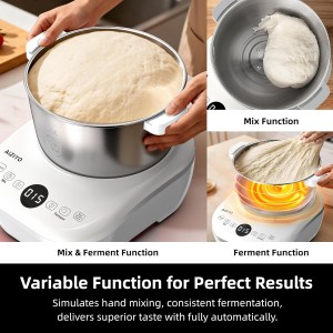 AIZIYO DoughChief, 5.3QT Dough Maker, Dough Mixer with Ferment Function, 304 Stainless Steel Bowl, Removeable lid, Face-up Touch Panel, Electric Dough Proofing Box for Pizza, Bread, Pasta & Mochi