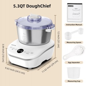AIZIYO DoughChief, 5.3QT Dough Maker, Dough Mixer with Ferment Function, 304 Stainless Steel Bowl, Removeable lid, Face-up Touch Panel, Electric Dough Proofing Box for Pizza, Bread, Pasta & Mochi