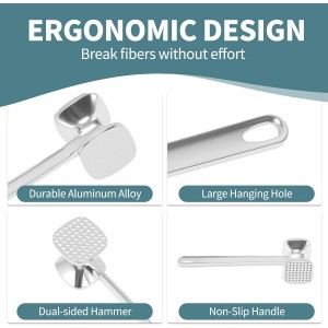 VOCOSTE Meat Tenderizer Mallet, Aluminum Alloy Kitchen Double-sided Meat Pounder Flattened, Meat Mallet Hammer, Steak Chicken Beef Tenderizer Tools