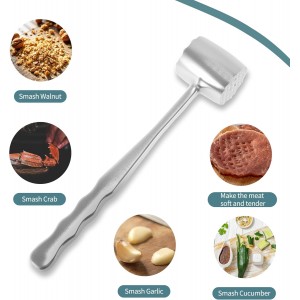 VOCOSTE Meat Tenderizer Mallet, Aluminum Alloy Kitchen Double-sided Round Meat Pounder Flattened, Meat Mallet Hammer, Steak Chicken Beef Tenderizer Tool