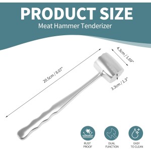 VOCOSTE Meat Tenderizer Mallet, Aluminum Alloy Kitchen Double-sided Round Meat Pounder Flattened, Meat Mallet Hammer, Steak Chicken Beef Tenderizer Tool