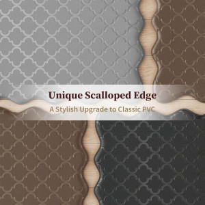 Upgrade Scalloped Embossed Kitchen Mats for Floor 2PCS Cushioned Anti Fatigue Waterproof Foam Kitchen Rugs Non Slip Washable Comfort Standing Mat for Office Sink Laundry, Black