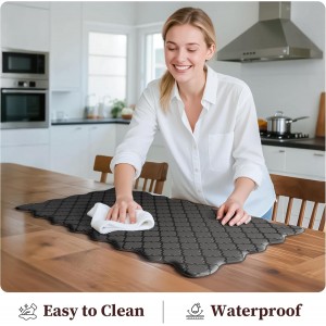 Upgrade Scalloped Embossed Kitchen Mats for Floor 2PCS Cushioned Anti Fatigue Waterproof Foam Kitchen Rugs Non Slip Washable Comfort Standing Mat for Office Sink Laundry, Black