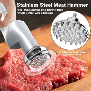 Electric Meat Tenderizer, Handheld Cordless Electric Heavy Duty Meat Tenderizer Hammer, 37 Stainless Steel Sharp Needles Kitchen Tenderizer for Steak, Beef, Chicken Chops, Pork Chops