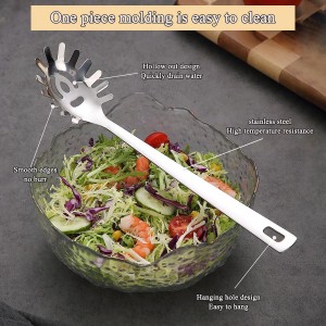 Spaghetti Spoon, ReaNea Pasta Server, Stainless Steel Pasta Spoon with Teeth, One-Piece Metal Pasta Fork, Noddle Fork Kitchen Utensils, Heat Resistant, Dishwasher Safe, Easy to Clean