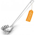 Spaghetti Spoon, ReaNea Pasta Server, Stainless Steel Pasta Spoon with Teeth, One-Piece Metal Pasta Fork, Noddle Fork Kitchen Utensils, Heat Resistant, Dishwasher Safe, Easy to Clean