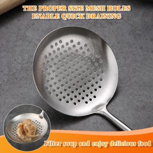 Kitchen Skimmer - Slotted Spoon for Straining, Stainless Steel Spider Strainer Skimmer Ladle for Cooking and Frying, Kitchen Utensils Pasta Spoon