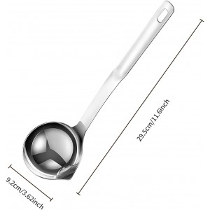 12inch 304 Stainless Steel Silver Oil Separator Soup Ladle, Grease Filter Scoop, Fat Separator Oil Separator for Cooking, Kitchen, Separate Fat, Filter Out Water and Oil