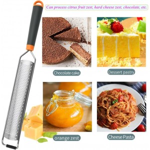 Stainless Steel Cheese Zester, Wide Lemon Shredder, Kitchen Lemon Zester Tool, Cheese Grater, Lemon Grater, Stainless Steel Long Handled