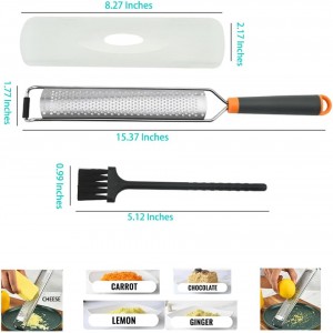 Stainless Steel Cheese Zester, Wide Lemon Shredder, Kitchen Lemon Zester Tool, Cheese Grater, Lemon Grater, Stainless Steel Long Handled