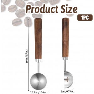 Vintage Coffee Measuring Spoon, Stainless Steel Coffee Scoop with Walnut Handle, 1 Tablespoon 15ml for Ground CoffeeBeans, Tea, and More