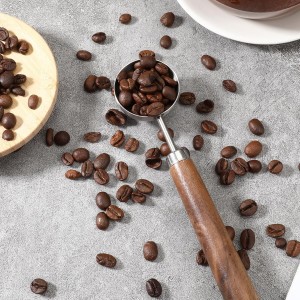 Vintage Coffee Measuring Spoon, Stainless Steel Coffee Scoop with Walnut Handle, 1 Tablespoon 15ml for Ground CoffeeBeans, Tea, and More