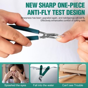 Upgraded Eagle Beak Beveled Nail Clippers, Long Handle Wide Jaw Slanted Nail Clipper, Eagle Beak Angled Edge Nail Clippers 3-Piece Set, Wide Jaw Opening Anti-Splash Nail Clipper for Men Women(Green)