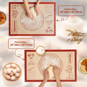 Silicone Baking Pastry Dough Mat - 26x16Inch Extra Large Cookie Bread Rolling Mats Sheet, Nonstick Kitchen Counter Kneading Board, Thick Reusable Pie Cookies Pizza Fondant Making Matt with Measurement