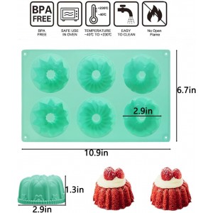 3pcs Mini Bundt Cake Pan,6-Cavity Fluted Tube Cake Pan,Silicone Cupcake Molds for Baking, Nonstick Cupcakes Mold for chocolate/Brownie/Jello