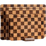 Cutting Board Set, Acacia Wood Checkered Cutting Boards for Kitchen, 3 pcs Chopping Board with Juice Grooves & Handles, Butcher Block Serving Tray for Meat, Vegetables and Fruits with Gift Box
