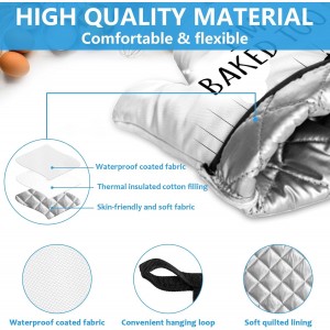 Funny Black Cat Oven Mitts and Pot Holders Sets Heat Resistant 4Pcs Potholders Oven Gloves Hot Pads for Kitchen Baking Cooking Grilling BBQ