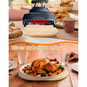 Heat-Resistant Bamboo Trivet for Air Fryers – Non-Slip Countertop Protector，Essential Kitchen Gift for Housewives & Househusbands