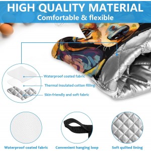 Watercolor Dog Oven Mitts and Pot Holders Sets Heat Resistant 4Pcs Potholders Oven Gloves Hot Pads for Kitchen Baking Cooking Grilling BBQ