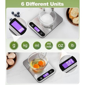 Atogou Food Scale, 33lb/ 15kg Digital Kitchen Scale with Full View LCD Display, Durable Stainless Steel Surface, for Cooking, Baking, Meal Prep Black