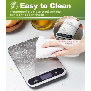 Atogou Food Scale, 33lb/ 15kg Digital Kitchen Scale with Full View LCD Display, Durable Stainless Steel Surface, for Cooking, Baking, Meal Prep Black
