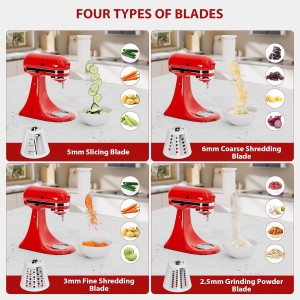 21Pcs Meat Grinder & Cheese Grater Attachment for KitchenAid Stand Mixer, with 4 Grinding Plates, Metal Sausage Stuffer Tubes, 4 Slicer Shredder Attachment, Kitchen Aid Accessories and Attachments