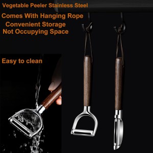 Premium Vegetable Peeler Set - Stainless Steel Y-shaped & I-shaped Peelers with Ergonomic Non-Slip Wood Handle and Hanging Loop for Fruits, Carrot,Veggie, Potatoes & Kitchen Use (2-Piece)