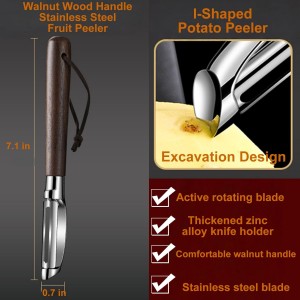 Premium Vegetable Peeler Set - Stainless Steel Y-shaped & I-shaped Peelers with Ergonomic Non-Slip Wood Handle and Hanging Loop for Fruits, Carrot,Veggie, Potatoes & Kitchen Use (2-Piece)