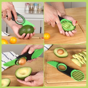 Egg Slicers Avocado 3-in-1 Avocado Slicer Tool - Stainless Steel Peeler, avocados Pit Remover & Fruit Scooper - Safe Ergonomic Avocado Saver with Non-Slip Grip