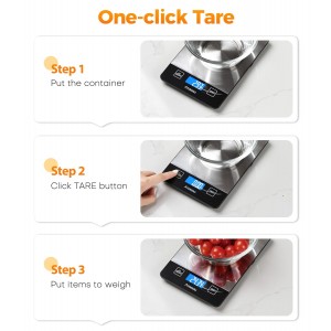 Atogou Food Scale - 33lb Digital Kitchen Scale Ounces Grams, Rechargeable & Full-View Display, Water-Resistant, Batteries or USB-C Charging, Stainless Steel, for Cooking, Meal Prep, Package (Black)