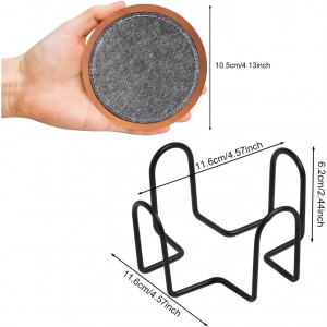 Wood Coaster for Drinks, Set of 5, Absorbent and Insulation Felt Stackable Cup Holders, Coasters for Wooden Table,4.15 inch