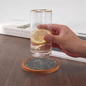 Wood Coaster for Drinks, Set of 5, Absorbent and Insulation Felt Stackable Cup Holders, Coasters for Wooden Table,4.15 inch
